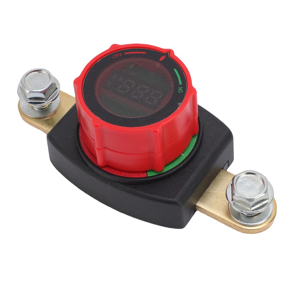 Batteriehauptschalter mit Spannungsanzeige, Drehknopfverstellung, Batterie-Ausschalter, Isolator für Wohnmobil, LKW, Auto, Yacht