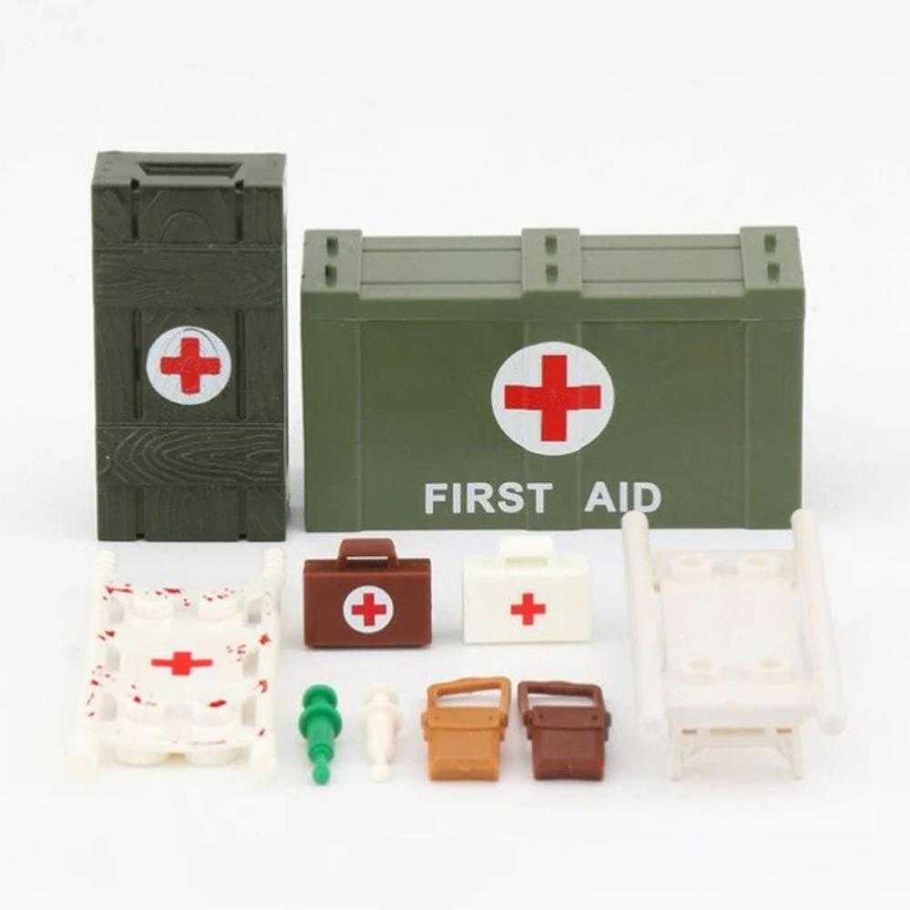 WW2 Military MOC Building Block Soldier Printed Weapon Case Rack Drone Bomb Disposal Mortar Gatling Maxine Gun DIY Toy Gift K046