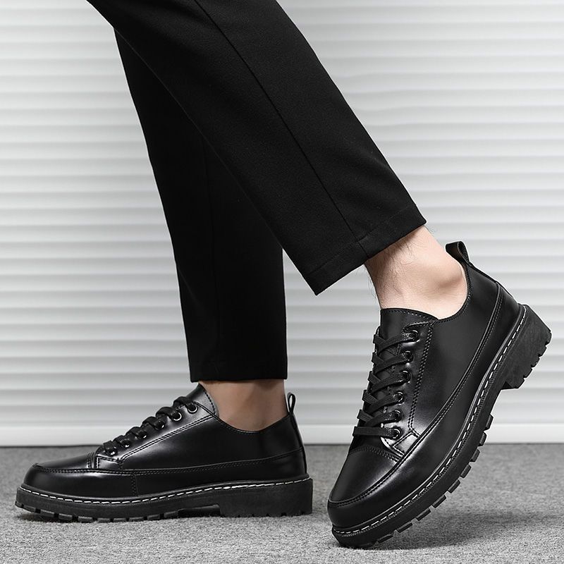 Fashion British Style Bright Upper Low-Top Male Casual Shoe Office Price Slip-on Fashion 2025 Social Pu Adults Sale Men's Leather Shoes