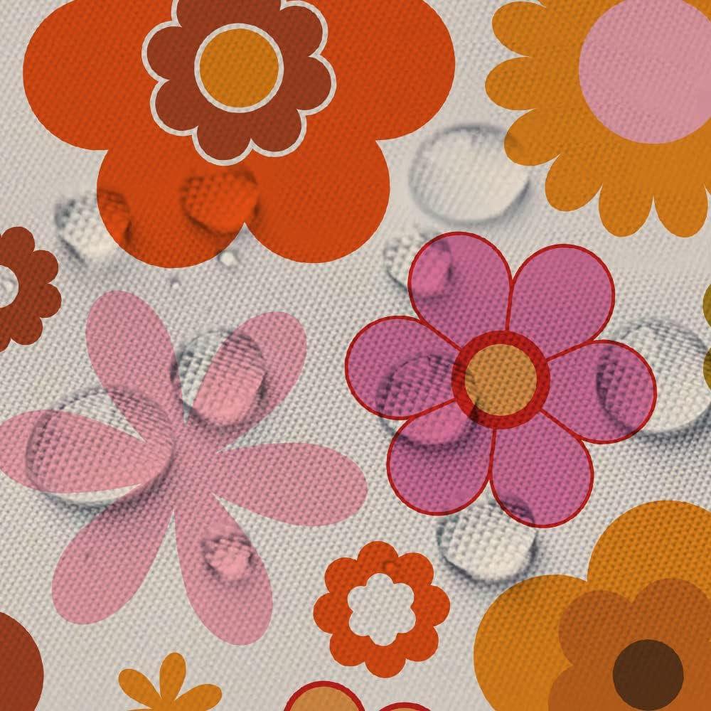 GAERetro Flowers Shower Curtain Groovy Brown Orange Sun Flower Vintage 70s Fabric Shower Curtains Set for Bathroom Decor 72x72