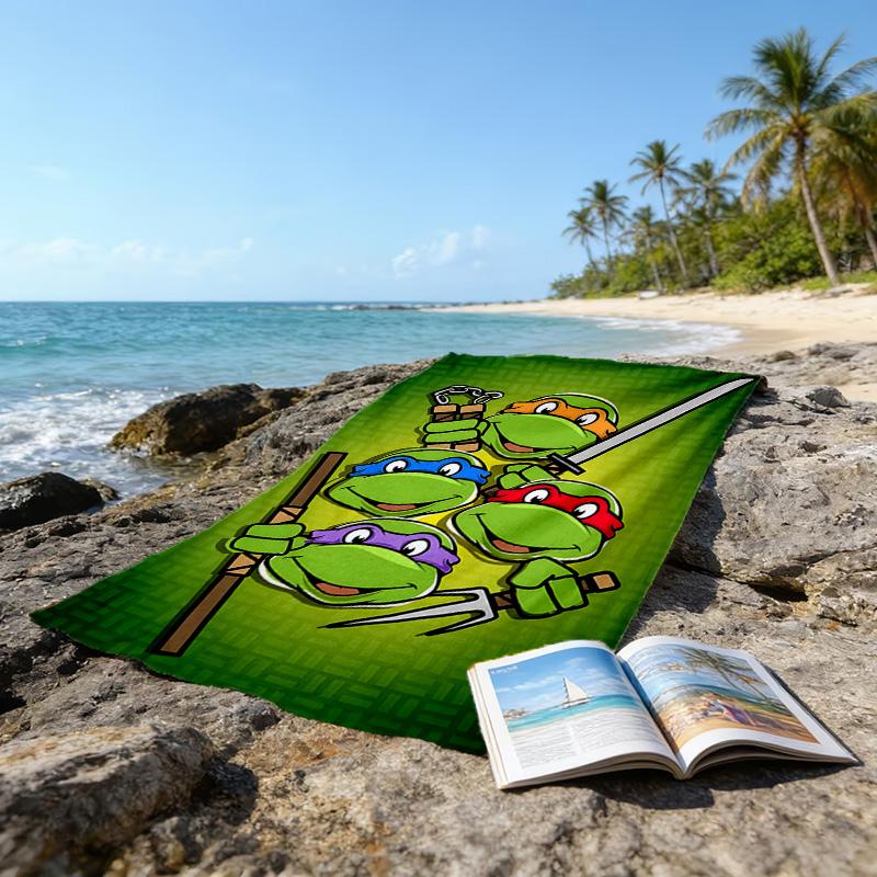 1pc Teenage Mutant Ninja Turtles Beach Towel, Beach and Seaside Swimming Pool Equipment, Fashion Pattern, Rectangular, Travel Essentials