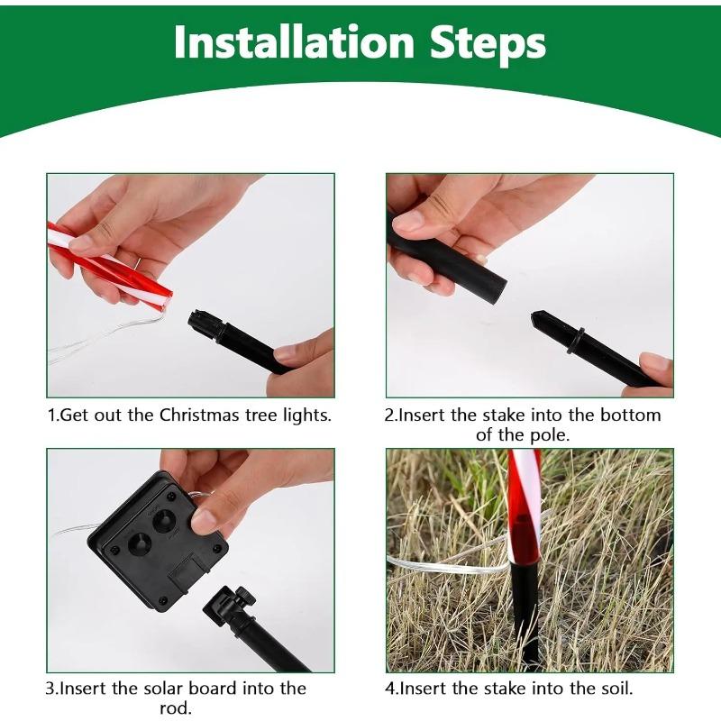 5PC/set Solar Candy Christmas Tree Ground Plug Lights Outdoor Waterproof Lawn Lamp LED Decoration Garden Lights For Christmas