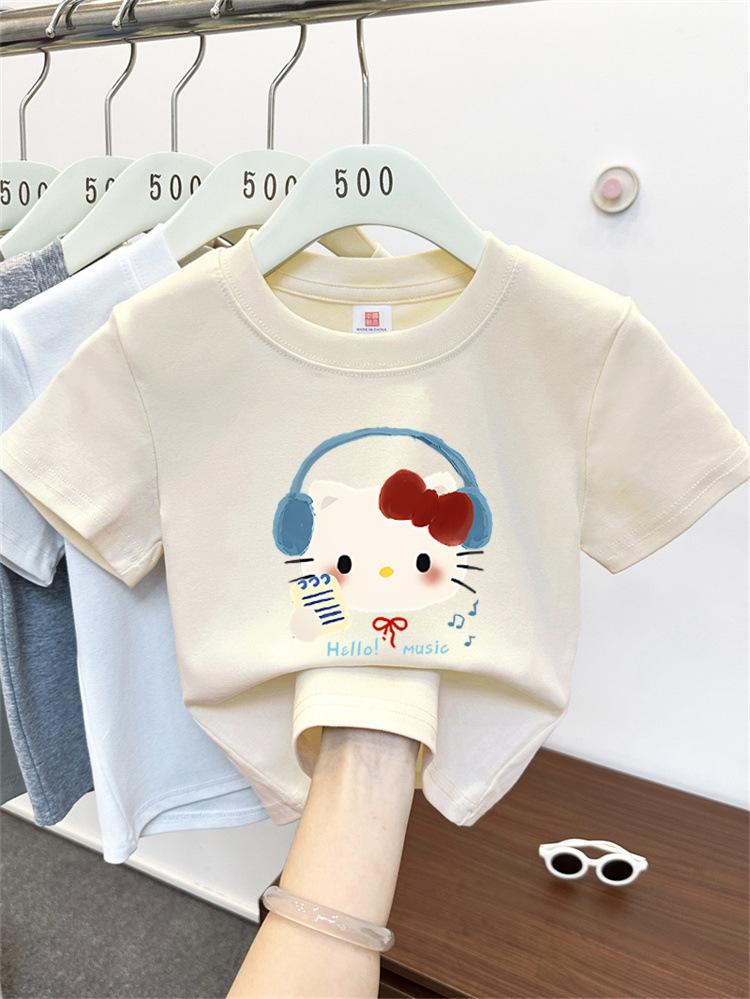Kids Summer Cotton Cartoon T Shirt Loose Short Sleeve Round Neck Top For Boys And Girls