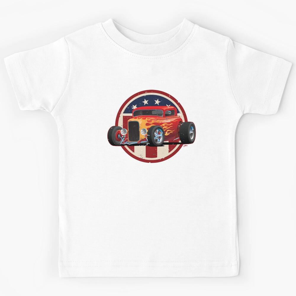 Vintage American 32 Hot Rod Coupe Car Illustration Kids T-Shirt 100