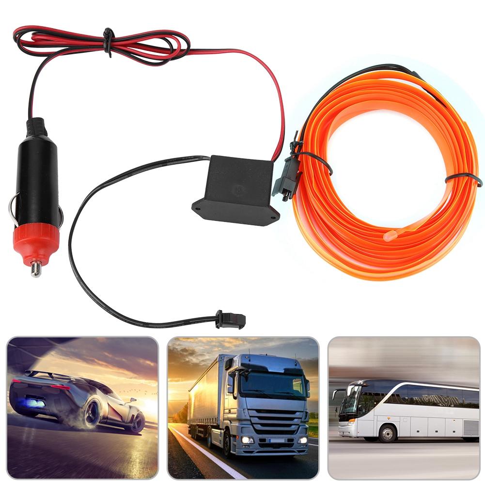 DC 12V Orange Light Glowing Wire Car Vehicle Cold Light   Cigarette Lighter Drive(2 Meters)