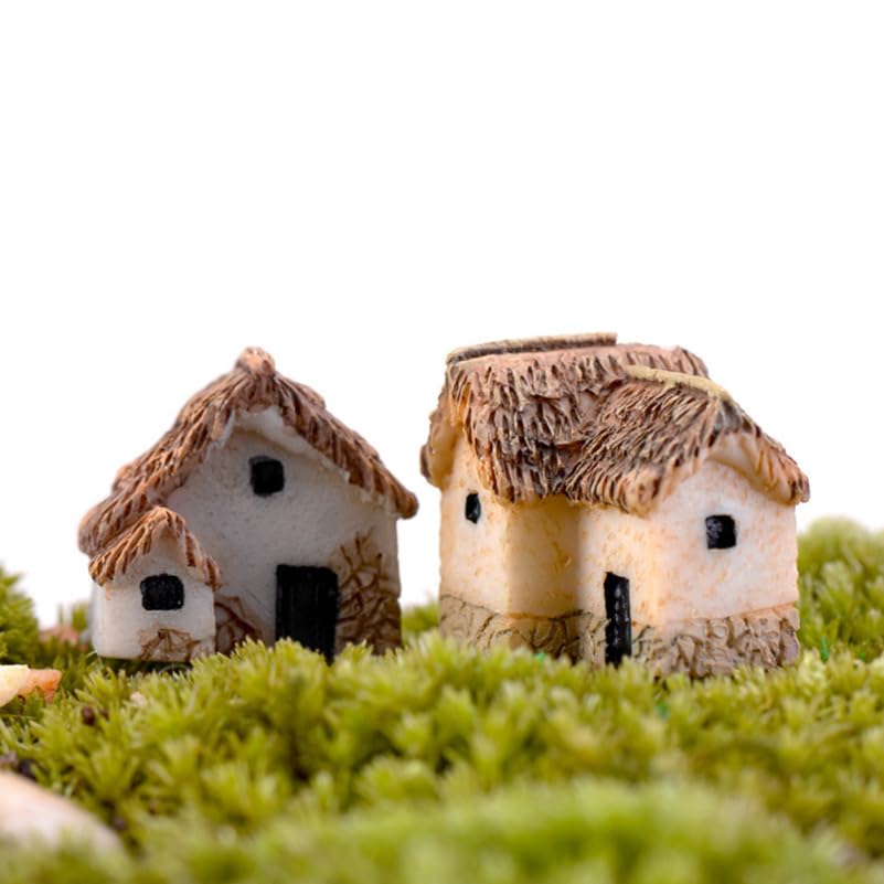 KITANDOVE 16 Pieces Micro Garden Miniature Ornaments, Miniature Village Houses, Micro Landscape, Fairy Garden Accessories, Terrarium Figurines,