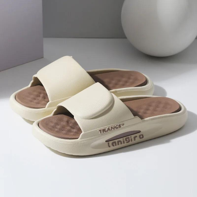 

Модные мужские тапочки Мягкие сандалии Удобная пляжная повседневная обувь Легкие плоские нескользящие износостойкие сандалии из ЭВА 2025 44-45 темные хаки