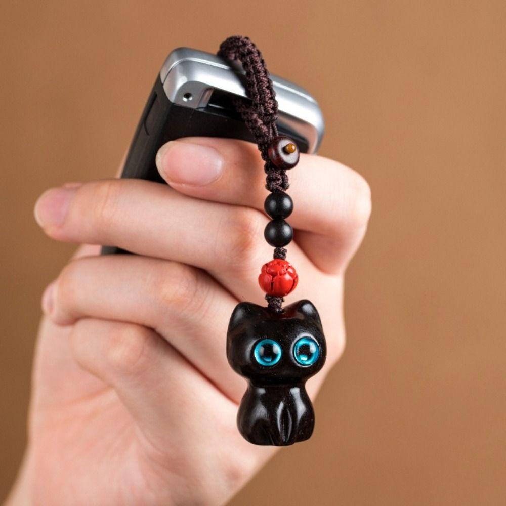 Handmade Craft Wood Car Keyring Wood Material DIY Keychain Components New Cat Shape Charm