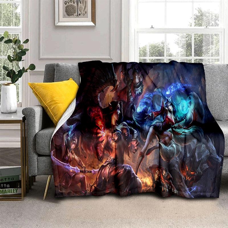 LOL 29 Styl Jinx League of Legends Kreslená flanelová deka, Měkká přehozová deka pro domácnost Ložnici Postel Pohovku Cestovní potah Dětský dárek