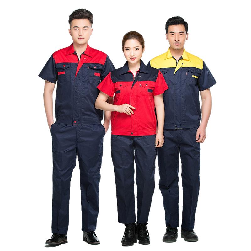 Comfortable Breathable Short Sleeve Workwear Set - Durable Mechanic & Construction Labor Protection Clothing