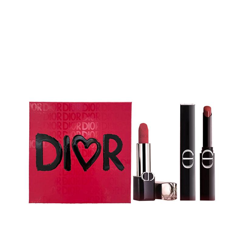 DIOR Lipstick Two-piece set: Lipstick #720 Sandalwood Naked 3.5g + Lipstick #390 Amber Black Tea 2.2g чёрный