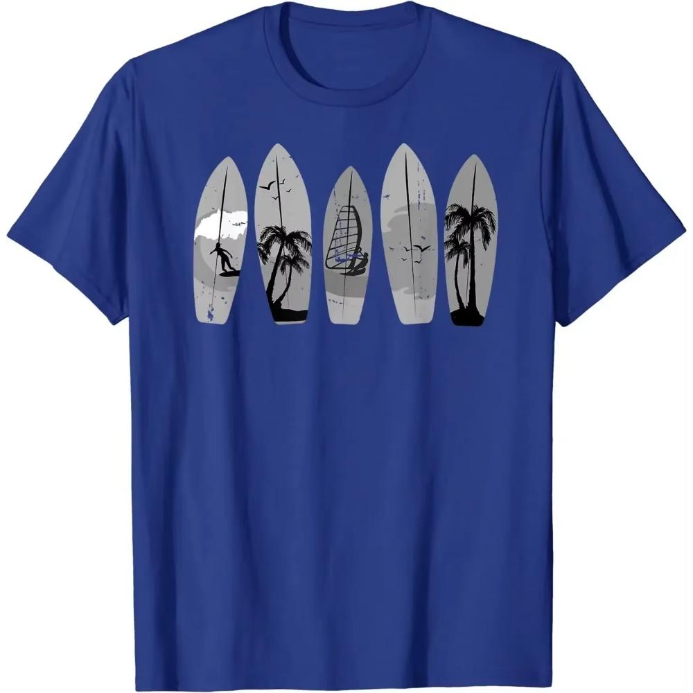 Surfing Surfboard Vintage Classic Retro Surfboarder Surfer T-Shirt Four Seasons Graphic T Shirts Hombre Aesthetic Cotton Casual
