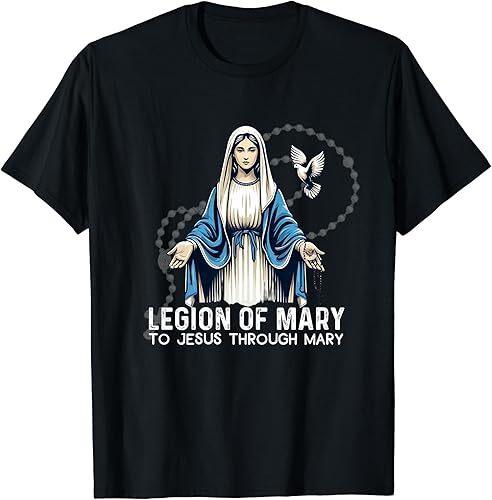 NEW LIMITED Legion Of Mary Our Lady Catholic Retro Design Christian Gift T-Shirt Tops Tee
