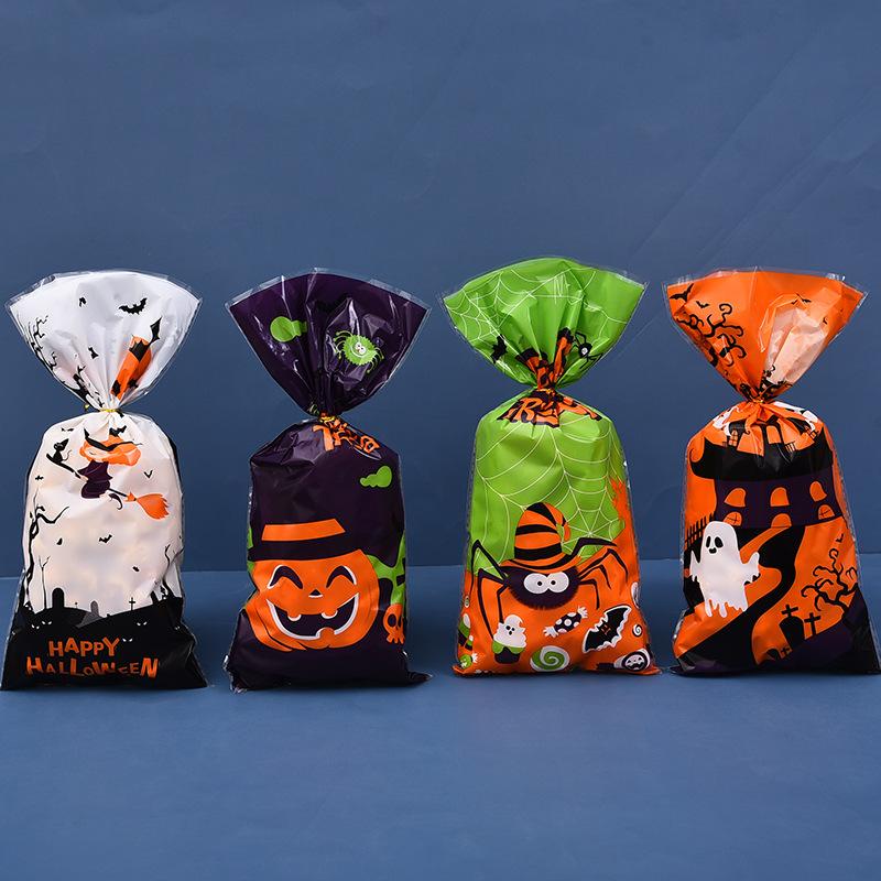 50PCS Pack Halloween Candy Bag Assorted Styles Pumpkin Ghost Bat Halloween Party Supplies Trick or Treat Gift Goodie Bag