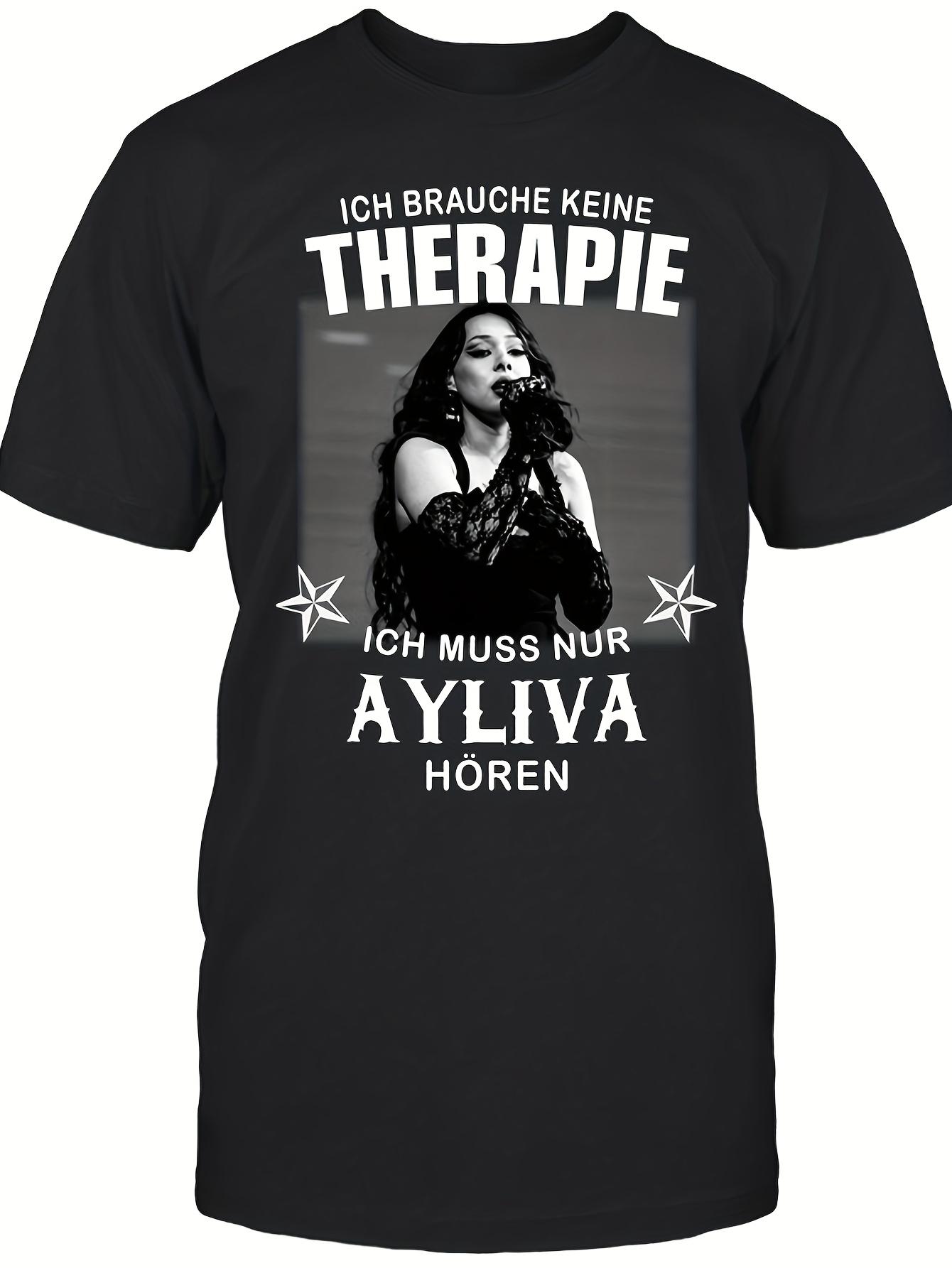 Ayliva Therapie Men & Unisex German Quote & Logo T-Shirt - Soft Fit Crew Neck XS