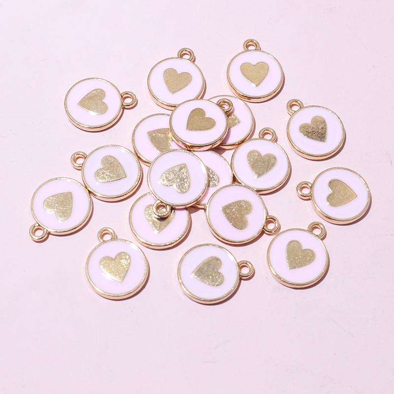 

20pcs 14.5x12mm Enamel Double Side Heart Charms Pendant DIY Jewelry Making Accessories розовый