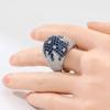 Luxurious Blue Shiny Synthetic Zirconia Rings Women's Fashion Versatile Daily Party Jewelry Accessory CopperPlated Ring