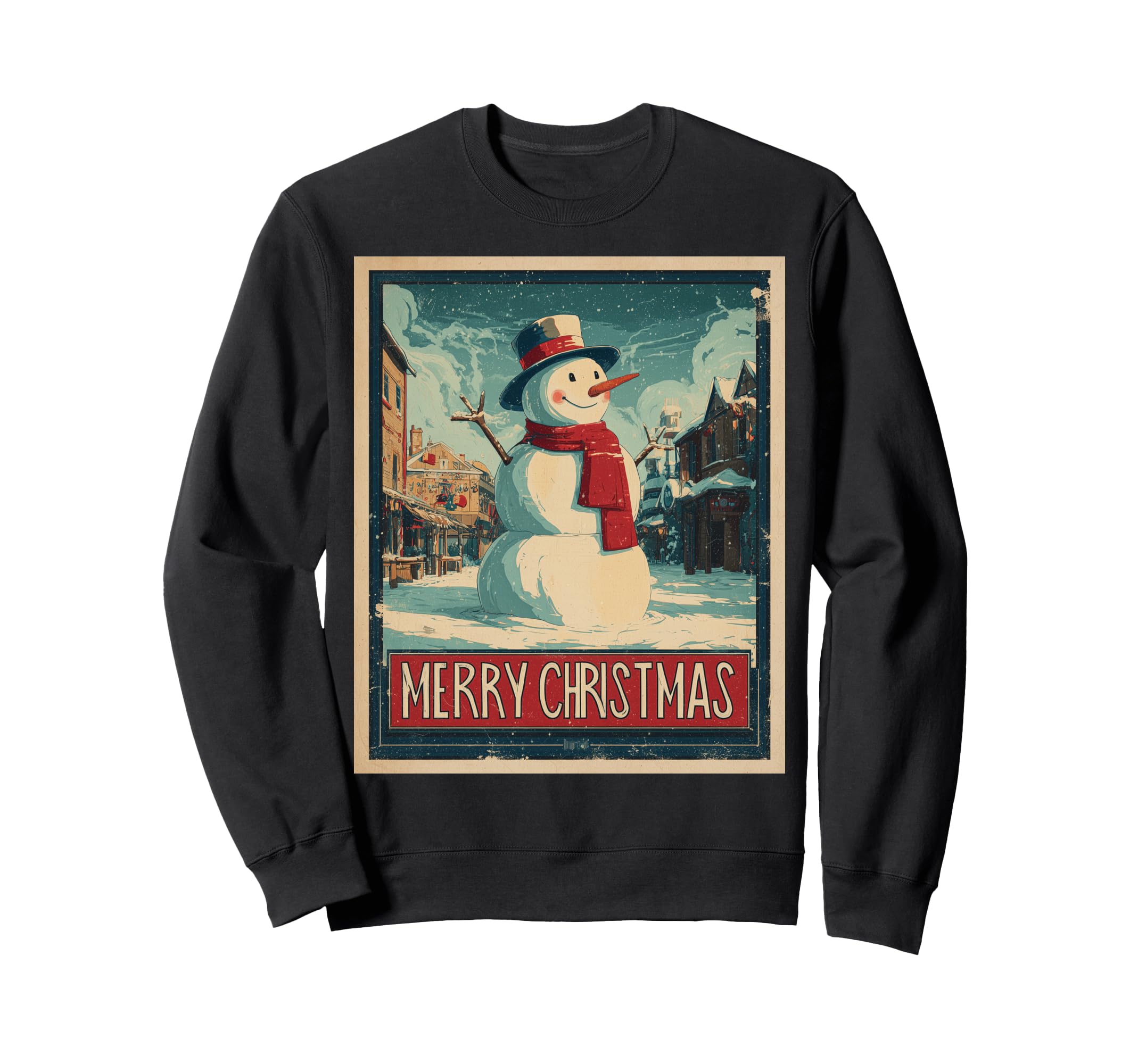 

Snowman Vintage Retro Art Deco Christmas Sweatshirt чёрный