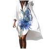 Fashion Women Floral Print Long Sleeves Buttons Cardigan Loose Shirt Dress