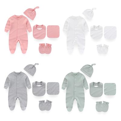 5 pezzi neonato ragazzo ragazza autunno inverno 100% cotone tuta/cappello/bavaglino/guanti tuta neonato manica lunga
