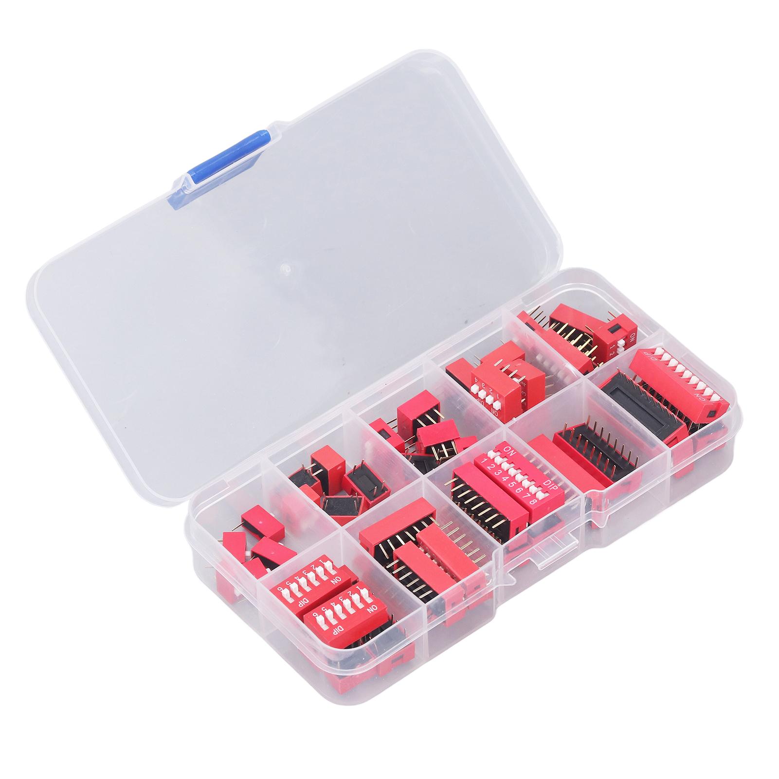

45 шт. Dip Switch Assorted Kit On Off Toggle 2,54 мм Діапазон 1 2 3 4 5 6 7 8 9P для схемних макетних плат