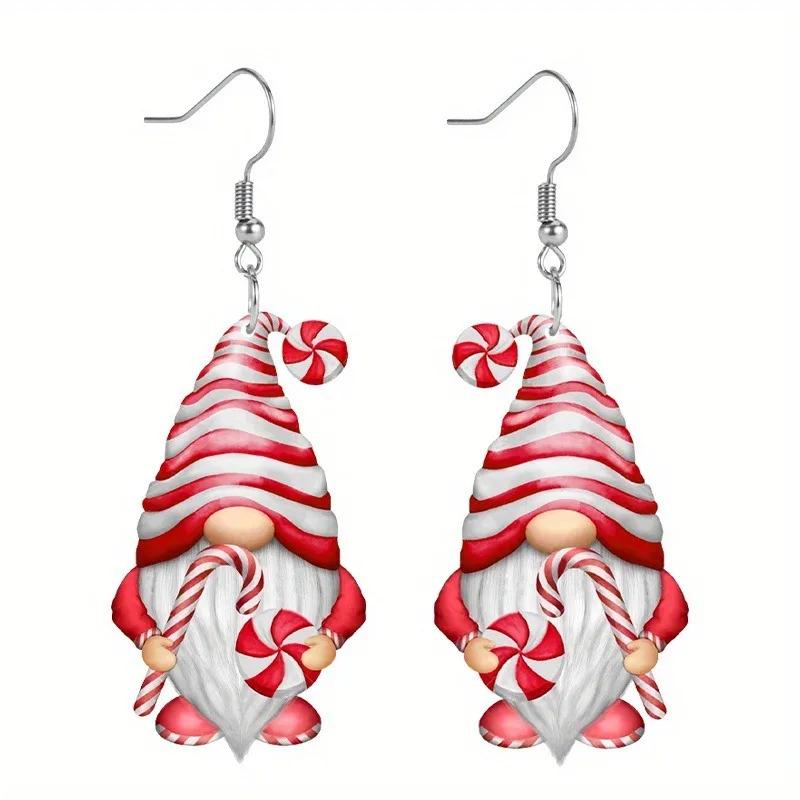 

Різдвяний гном акрилові сережки різдвяні цукерки декор для вух підвіски різдвяні подарунки для дівчинки різдвяний декор з Різдвом Христовим декор з Новим роком 2025