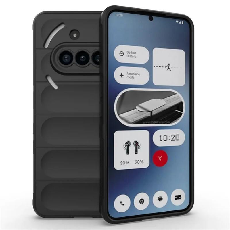 

For Nothing Phone (3a) TPU Case WANLONFENG HD Series Anti Slip Phone Cover with Tempered Glass Black