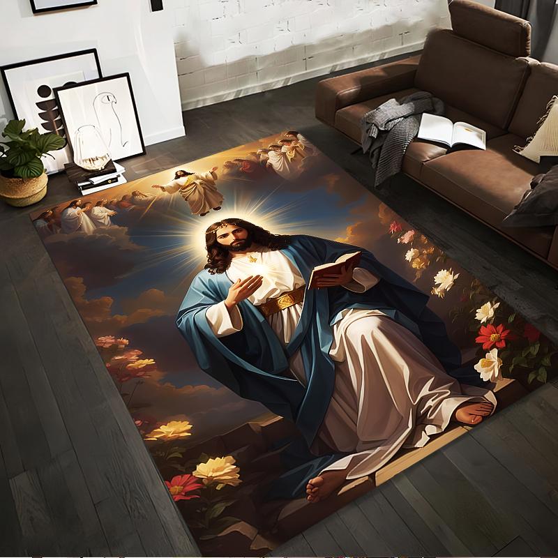 The Jesus-themed Anti-slip Carpet, Meant To Enlighten People, Is Suitable for Use In the Living Room and On Bedroom Sofas.