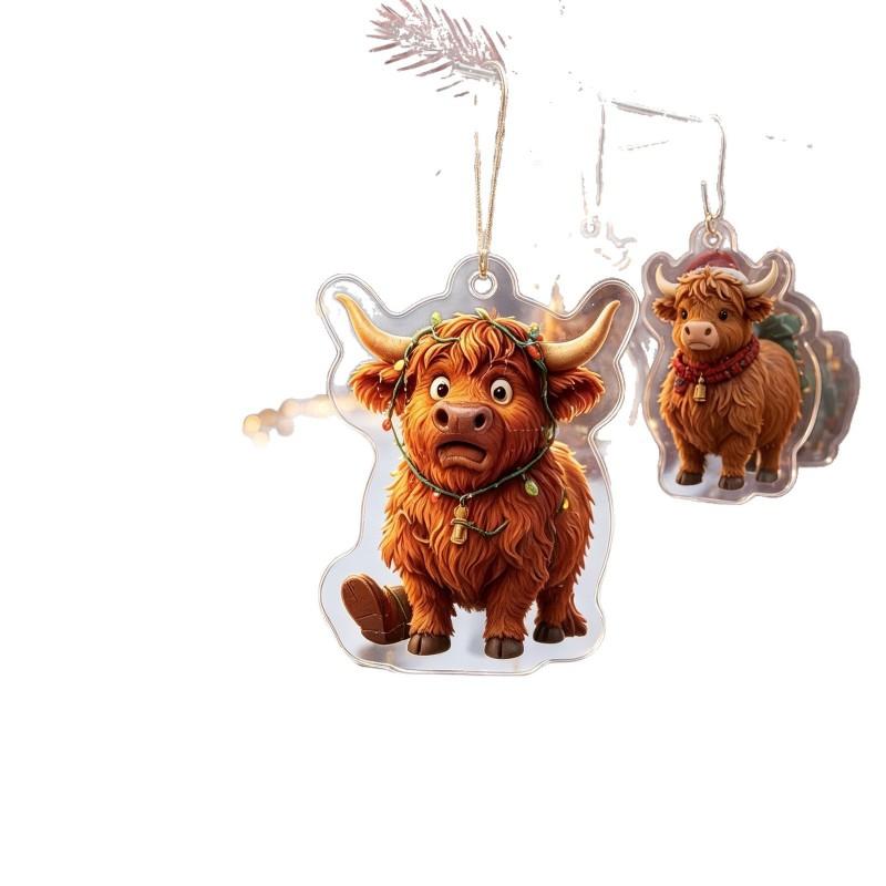 2026 Advent Calendar Highland Cow Christmas Ornament Acrylic Blind Box