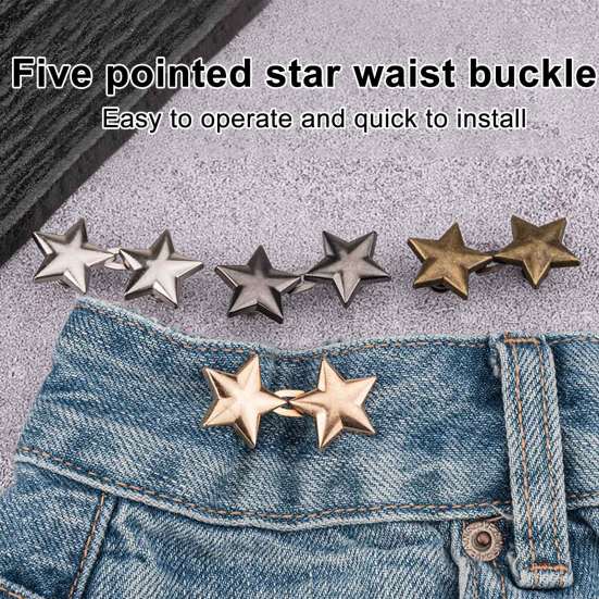 Reusable Jean Button Star Pants Waist Tightener Pin, Adjuster Buckle for Instant Jeans Dresses Skirts, No Sewing Clothing Decoration Accessories