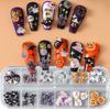 12 Grids Cute Spooky Ghost Pumpkin Nail Art Decorations Spider Bat Halloween Gothic Design Nail Art Jewelry Manicure Accessories