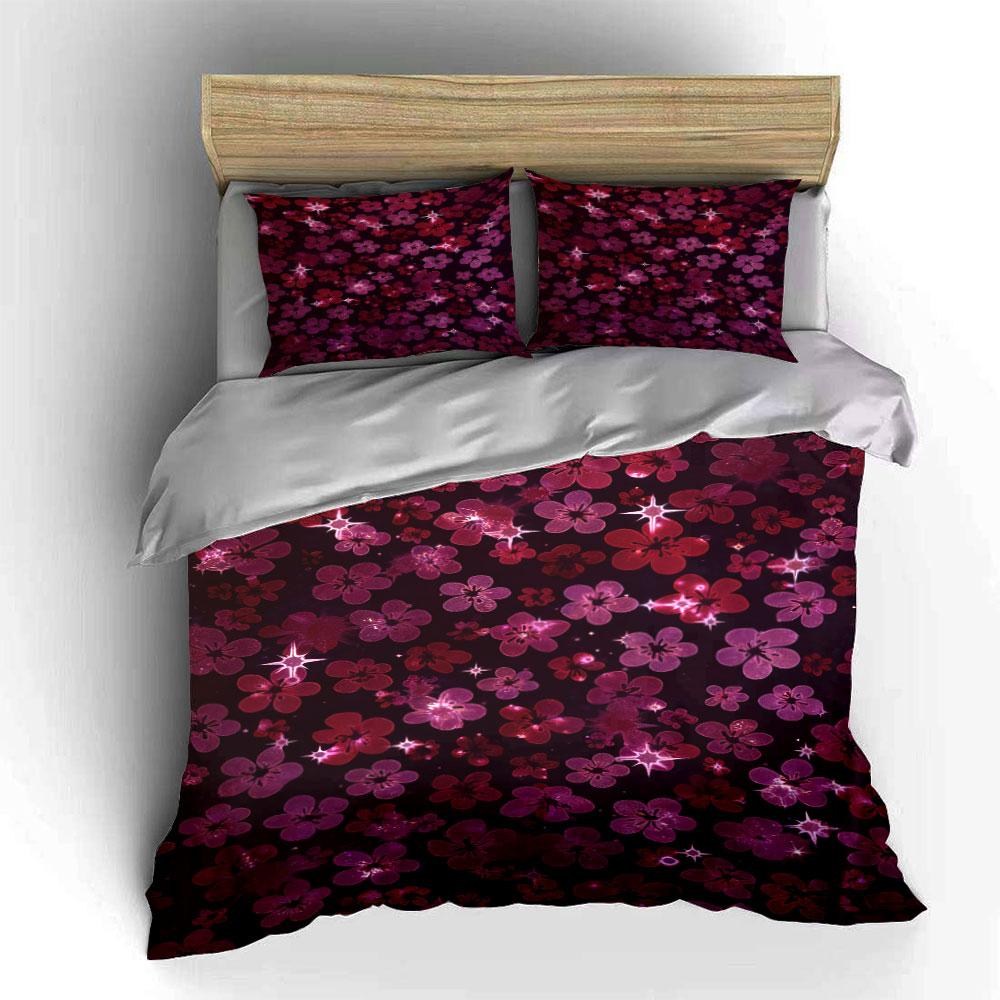 Pink and red flowers. Bedding sets Duvet cover sets Duvet covers Pillowcases(1 * Duvet Cover 2 * Pillowcases without duvet insert)