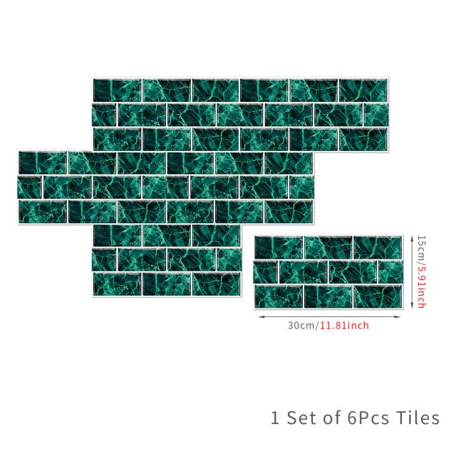 6Pcs 15X30cm DIY 3D Marble Mosaic Wall Stickers Imitation Brick Bedroom Decoration Waterproof Self Adhesive Tile Wallpaper Kitchen Cupboard Decor