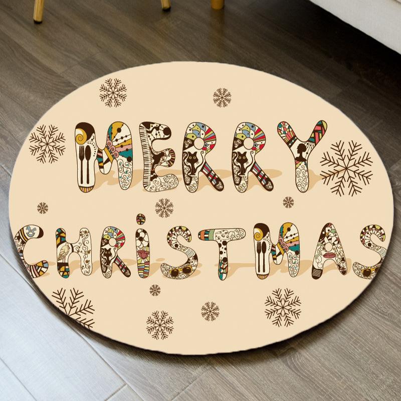 Weihnachten Rundteppich Schlafzimmer Wohnzimmer Garderobe mit Teppich Sofa Kante Gaming Stuhl Rutschfeste Matte Weihnachtsgeschenk