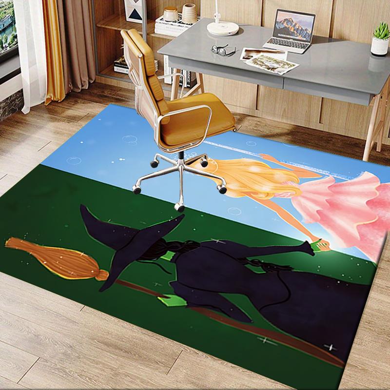 Wicked,Princess Pattern Polyester Office Carpet Chair Mats, Home Decor Dormitory Floor Protector Wit