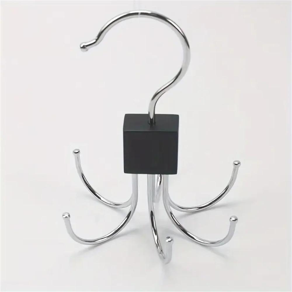 360° Rotating Storage Hanger Hook Multi-Claw Bag Metal Belts Rack Wooden Organizer for Bras Ties Scarves Household Closet Acces