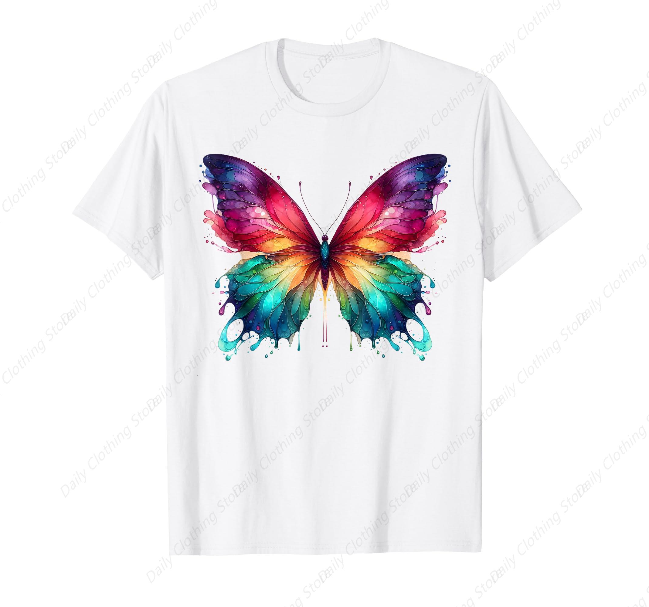

Watercolor Butterfly Graphic Unisex Women TShirt S