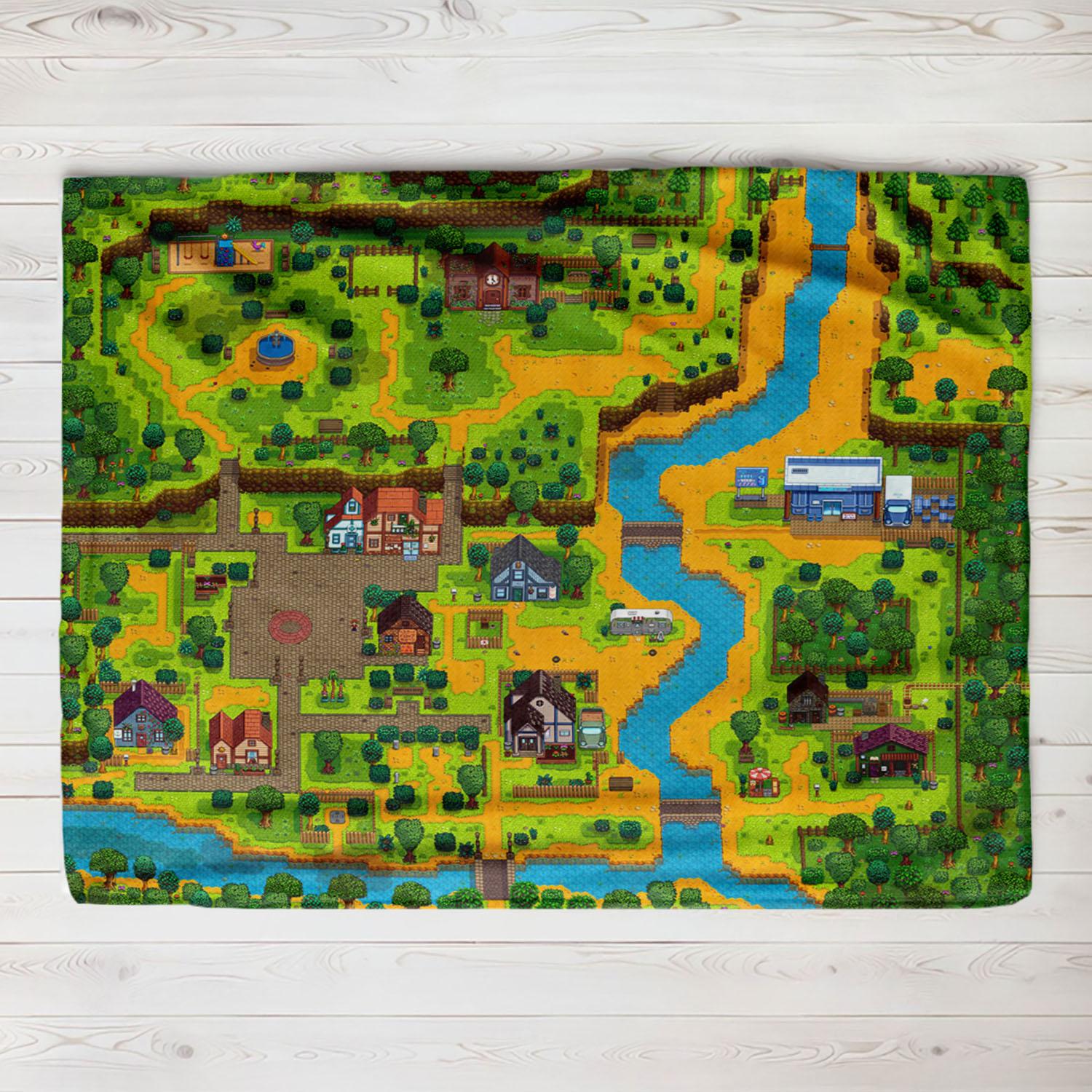 

Stardew Valley Town Map Blanket Flannel Blanket Throw Blankets for Bedding sofa Ultra-Soft Bedroom Quilt 130x150cm