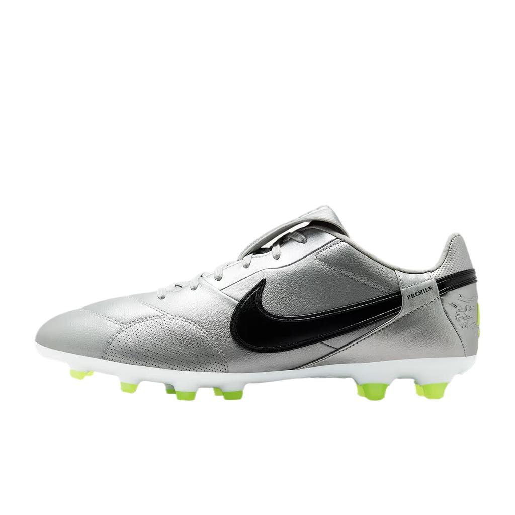 Nike Premier 3 Low FG Metallic Silver Volt Unisex Cleats Grey Black HM0265-004