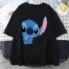 Stampa Lilo Stitch T-shirt Casual Donna Uomo Magliette Estive Ragazza Ragazzo Abbigliamento Moda Casual Top Maglietta Abbigliamento Femminile