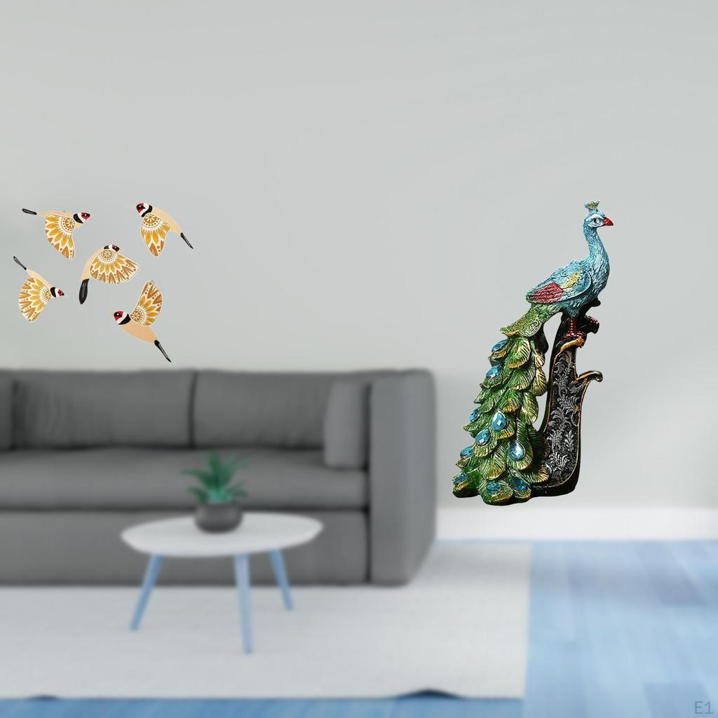 Wooden Bird Wall Art Hanging Ornament Collectible Decorative Crafts Bedroom Indoor Versatile Peacock