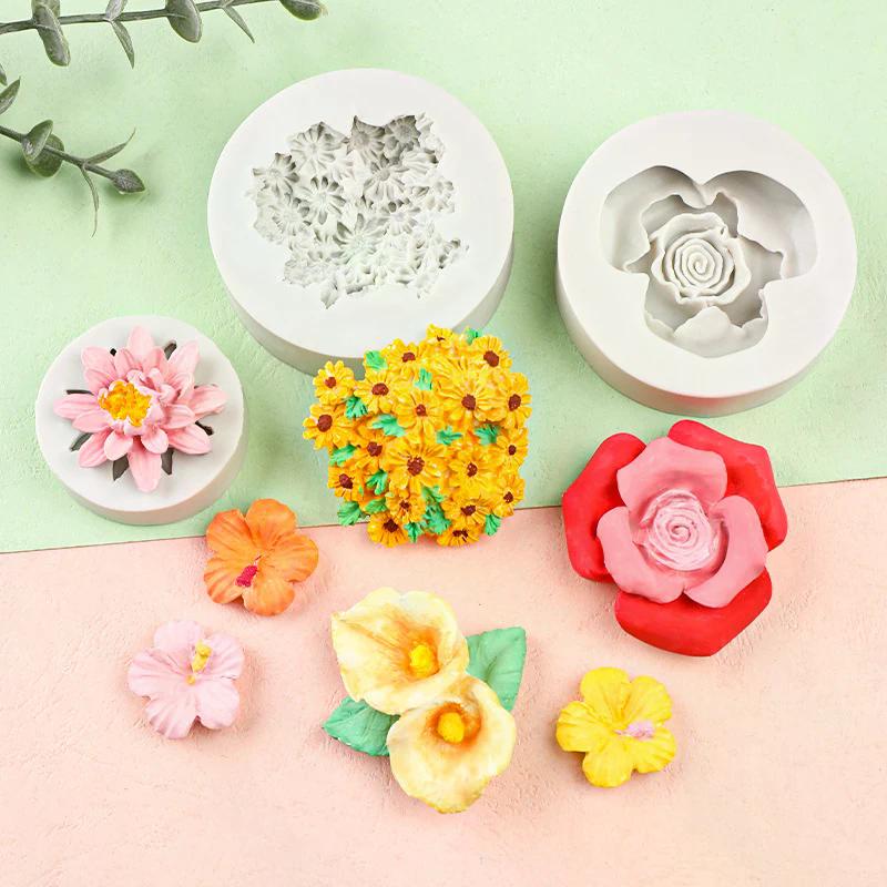 Mini Rose Camellia Flower Silicone Sugarcraft Mold Cookie Cupcake Chocolate Baking Mold Fondant Cake Decorating Tools