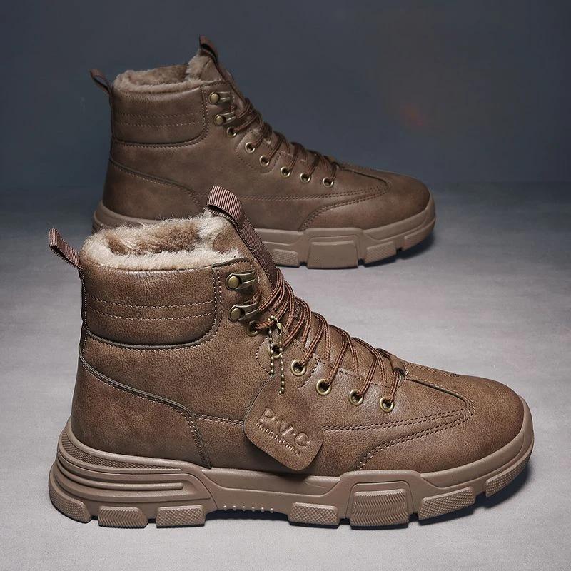 Warm Cold Proof Anti Slip Male Winter Shoes High Top Fashion Fur Quality New In Men's Snow Boots Original Deals Outdoor Hiking