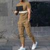 Men's Sports Set Jogging Suit Printed Summer Fashion Fun Short Sleeved Men's T Shirt Pants Set
