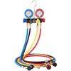 4 Way AC Gauge - AC Manifold Gauge Set for R134A R22 R12 R410A Refrigerant, Freon Gauges with 5ft Hoses, Couplers, Can Tap Works On Car Auto Freon