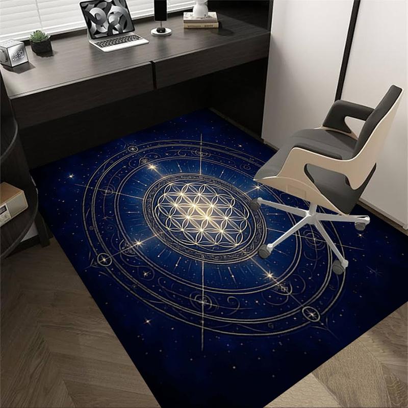 

1PC Sacred Geometry Starry Sky Non-Slip Floor Carpet Compatible for Office&Living Room&Bedroom&Dining room - Flat- Soft & Pattern, Vibrant Colors-W269 60cm by 90cm