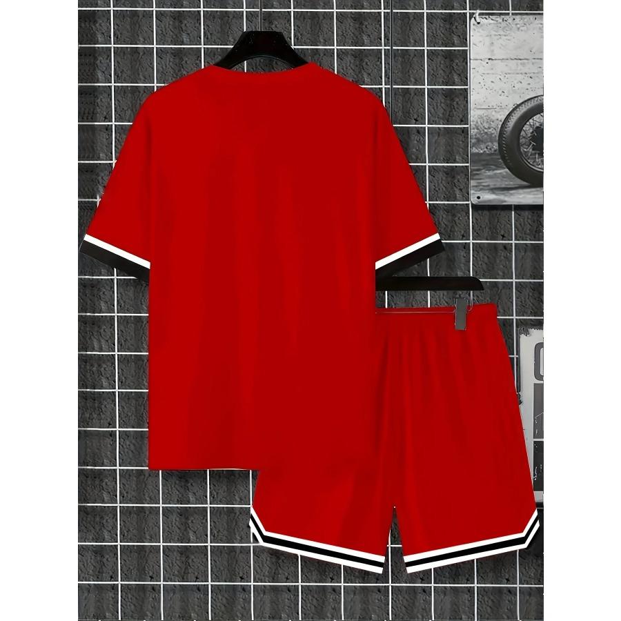 Sport Wear Summer New Men's Set, Quick-drying and Sweat-absorbing Outdoor Running Set, Men's Round-neck Training Ball Set, Breathable
