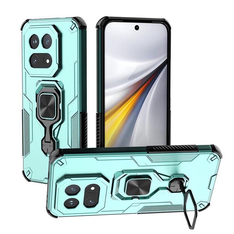 KEYSION Shockproof Armor Case for IQOO 15 5G Soft Silicone+PC Upright Metal Live Ring Stand Phone Back Cover for IQOO 15