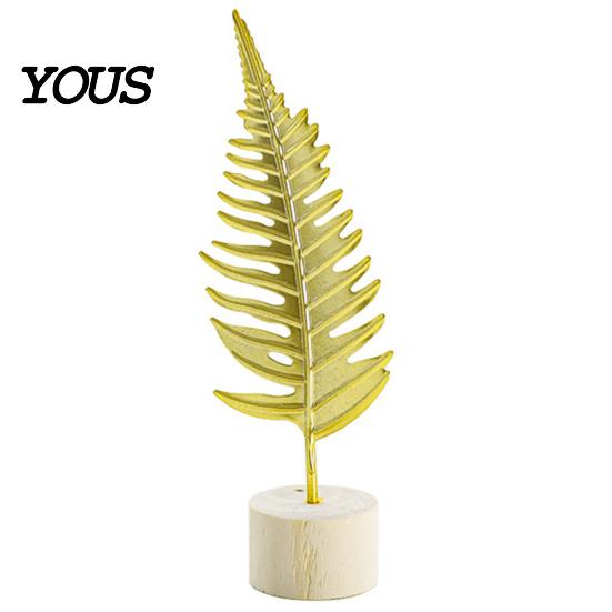 Desktop Leaf Decoration Gold Leaf/Feather Ornaments with Weighted Round Base, Metal 3D Log Base Decor for Home Office Gift And Display Accents Elegant
