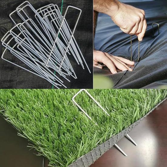 Garden Stakes Staples And Gasket U-Shaped Garden Pins Lawn Landscape Staples for Weed Barrier And Tarps